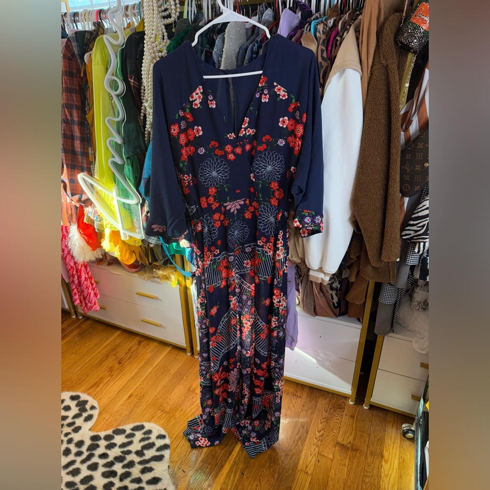 ASOS Floral Batwing Maxi Dress with Peekaboo Back